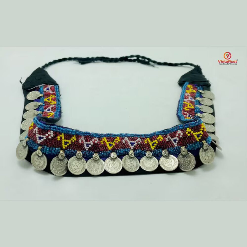 Vintage Tribal Belly Dance Belt: Multicolor Beaded Coin Belt - Picture 5 of 11